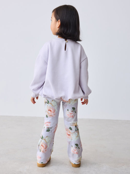 Baker by Ted Baker 2 Piece Satin Bow Bubble Hem Sweat Top & Flare Leggings Set image 2