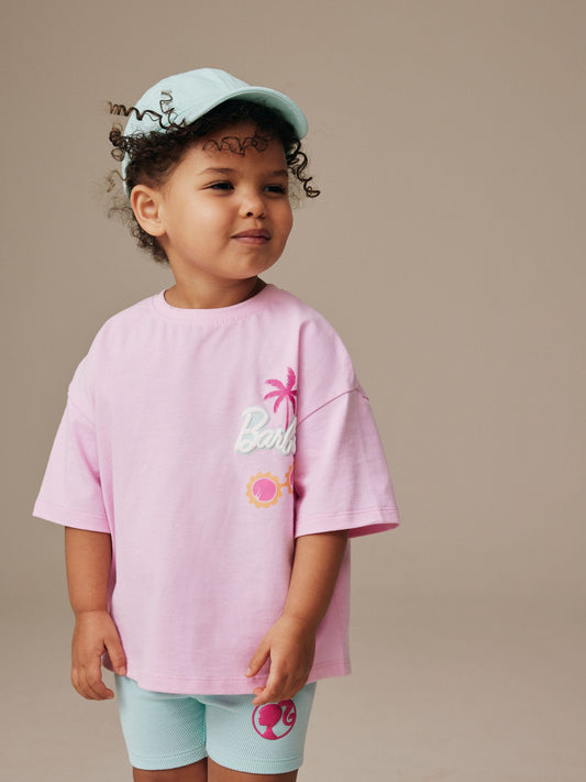 Pink Barbie Short Sleeve T-Shirt and Cycle Shorts Set (3mths-7yrs) image 3