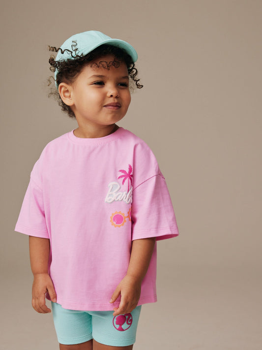Dsiney Kidz - Pink Barbie Short Sleeve T-Shirt and Cycle Shorts Set (3mths-7yrs) image 2