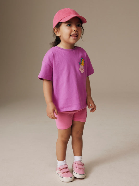 Dsiney Kidz - Purple Disney Little Mermaid Short Sleeve T-Shirt and Rib Cycle Shorts Set (3mths-7yrs) image 2