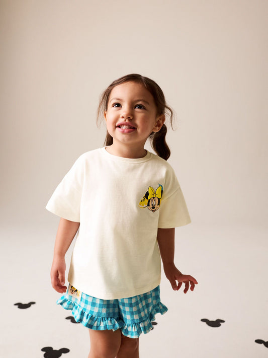 Dsiney Kidz - Ecru White Disney Minnie and Mickey Short Sleeve Top and Shorts Set (3mths-7yrs) image 2