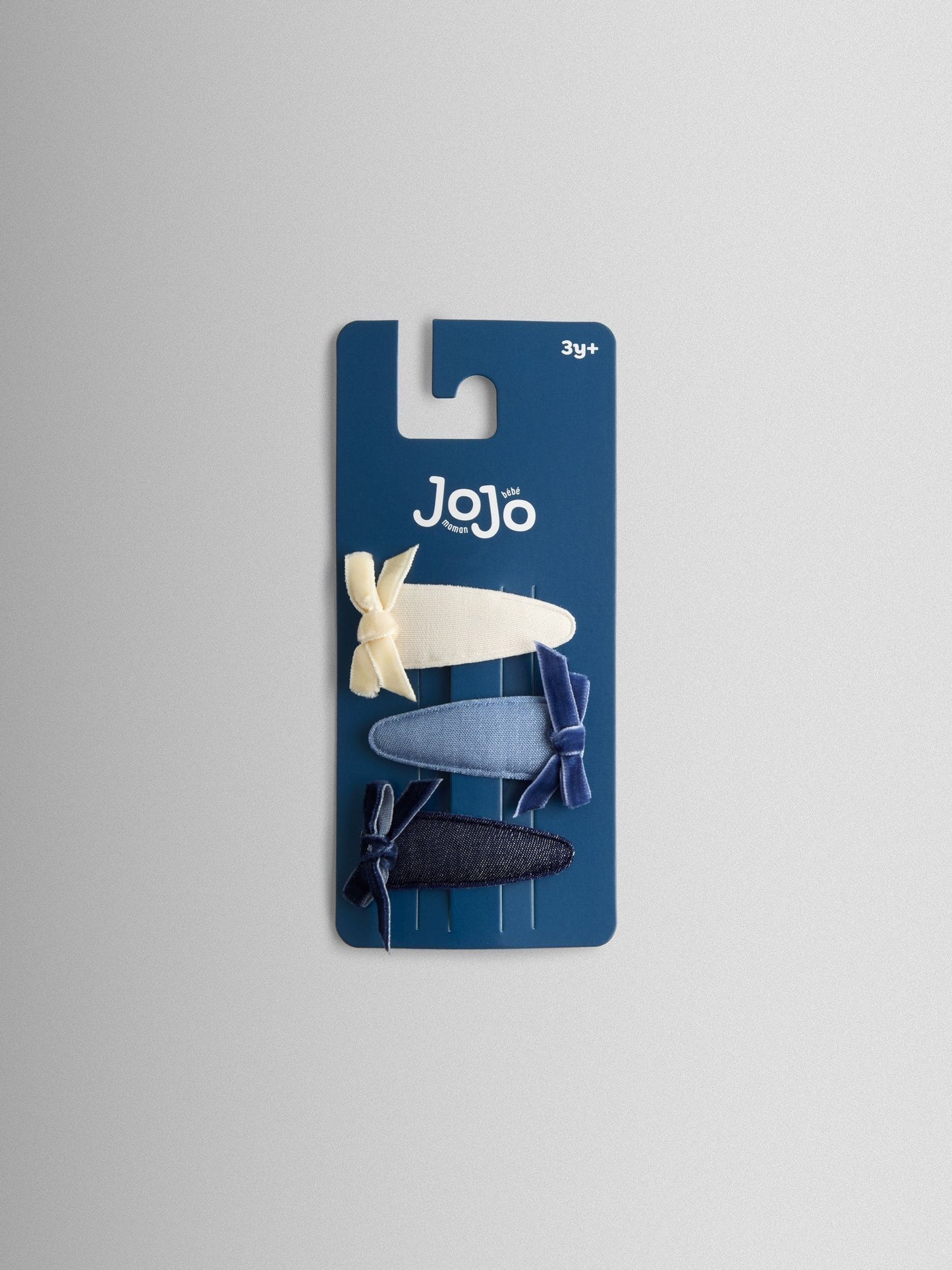 JoJo Maman Bébé Blue 3-Pack Denim Bow Clips image 1