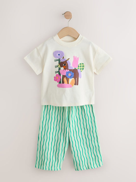 Purple/Green Top & Trousers Set 2 Pack (3mths-7yrs) image 3
