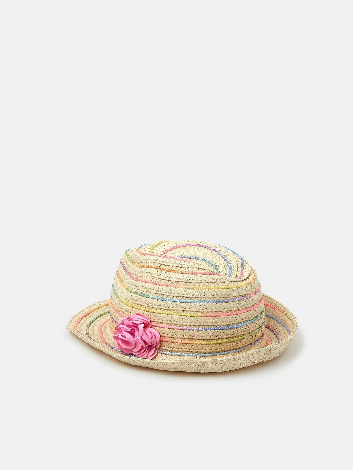 Angels By Accessorize Cream Girls Corsage Woven Trilby Hat image 2
