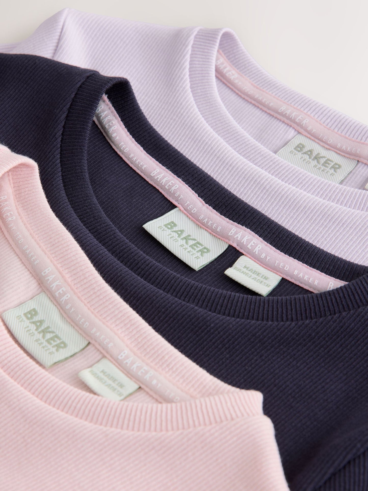 Baker by Ted Baker Pink/Purple Ribbed Long Sleeve T-Shirts 3 Pack image 8