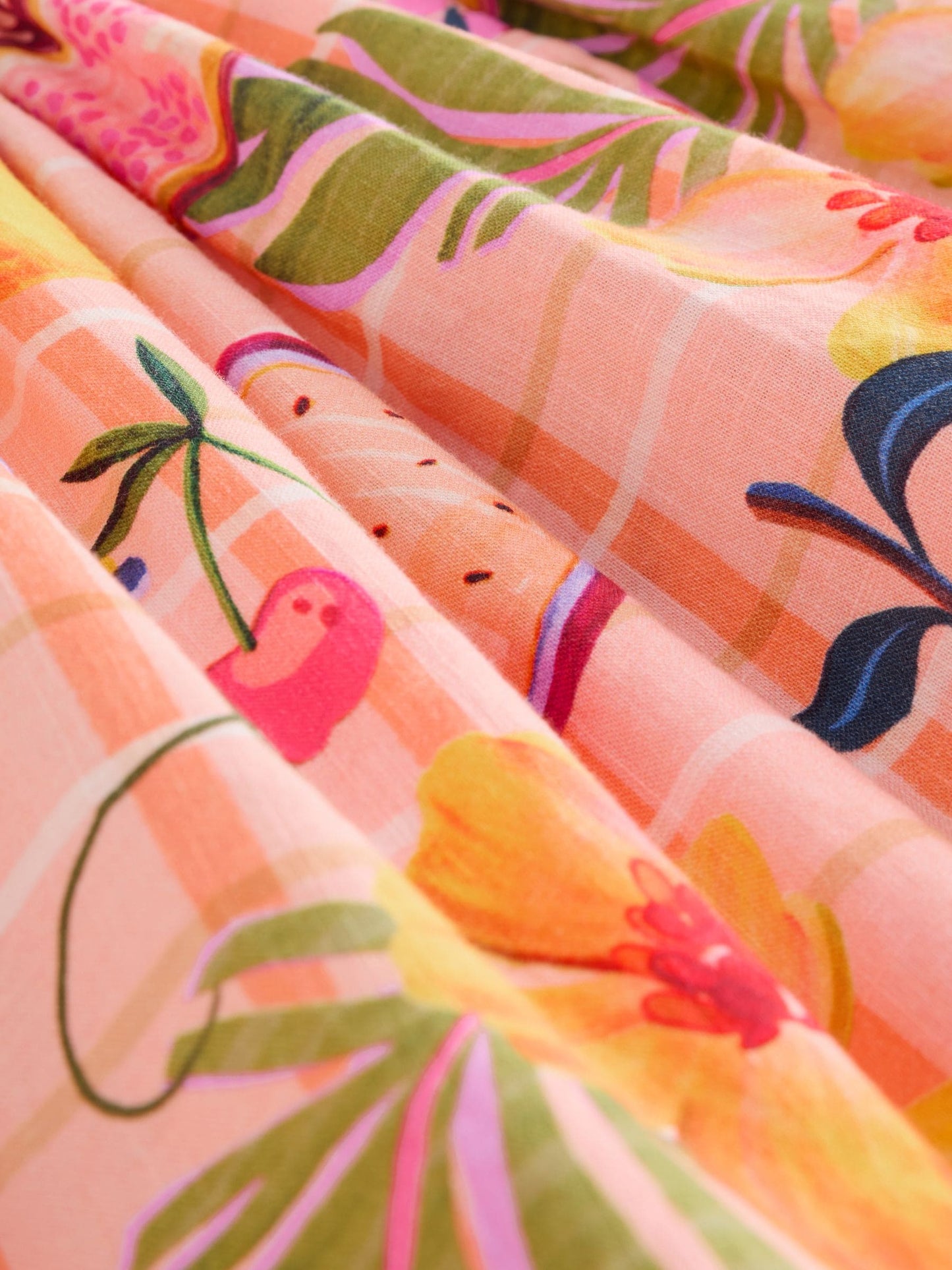 Peach Pink Tropical Double Ruffle Sleeve Dress (3mths-8yrs) image 7