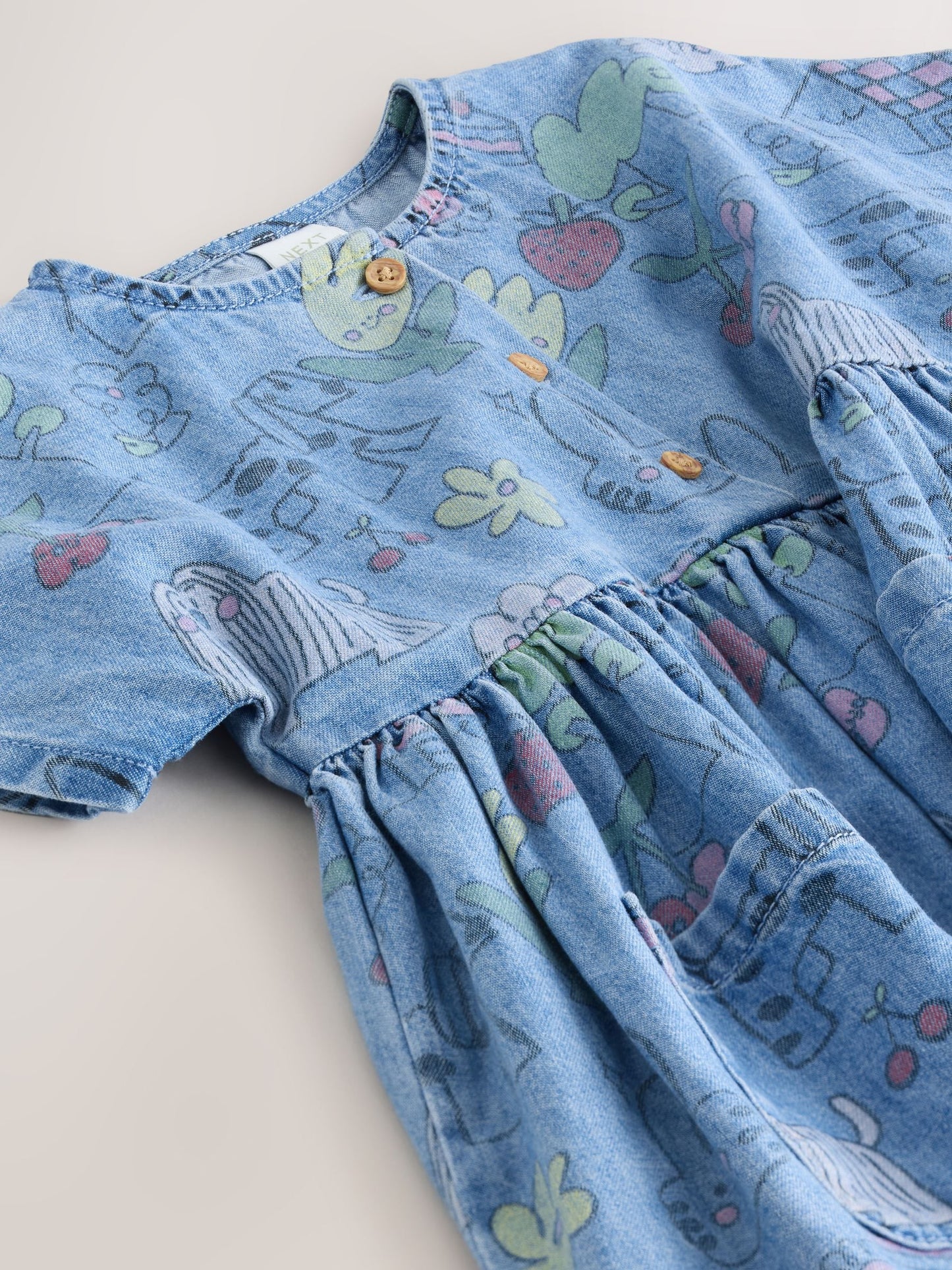 Pet Print Denim Short Sleeve Dress (3mths-8yrs) image 7