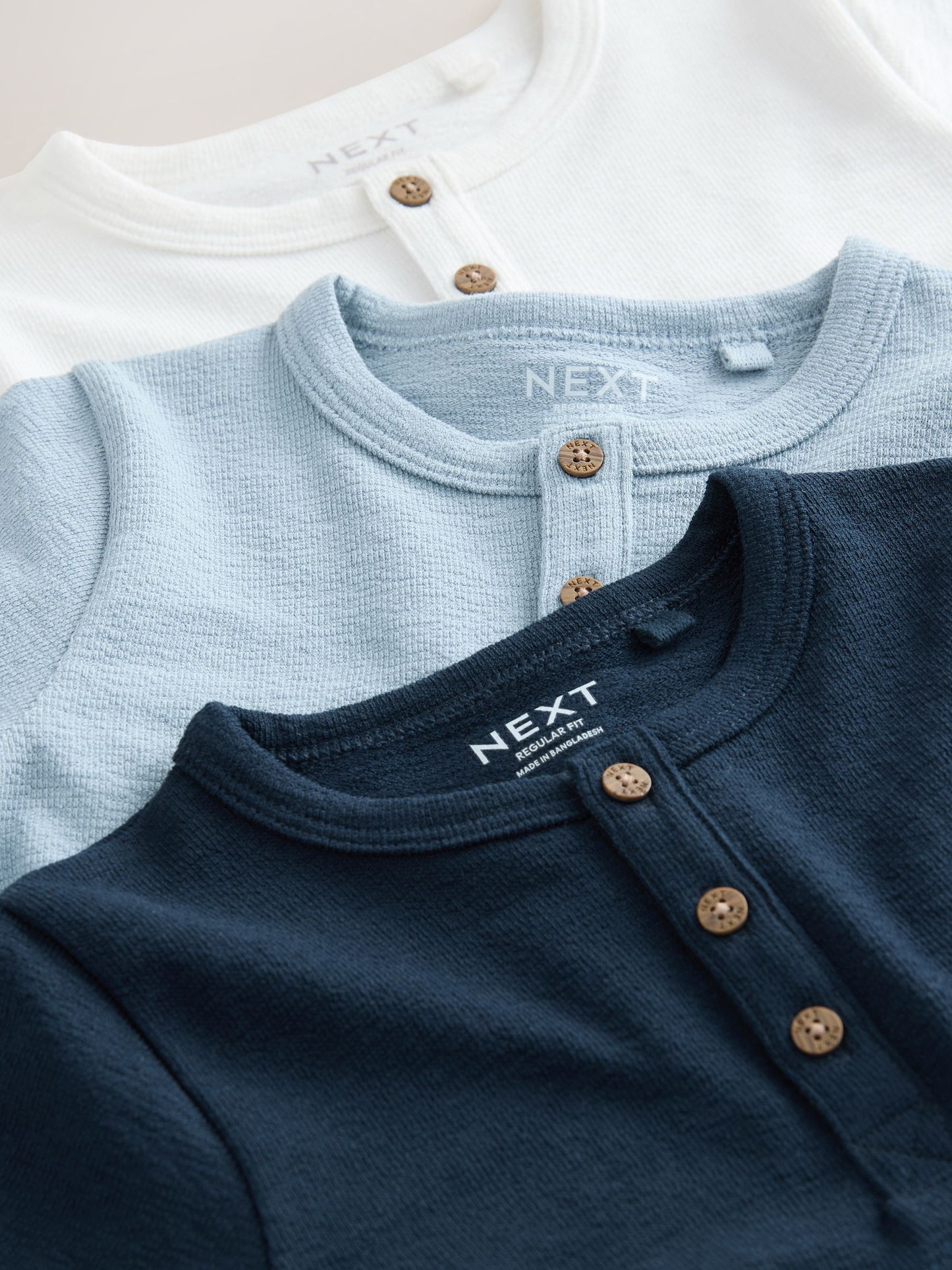 Dsiney Kidz - Navy/Blue/Stone Short Sleeve Henley Neck T-Shirts 3 Pack (3mths-7yrs) image 7
