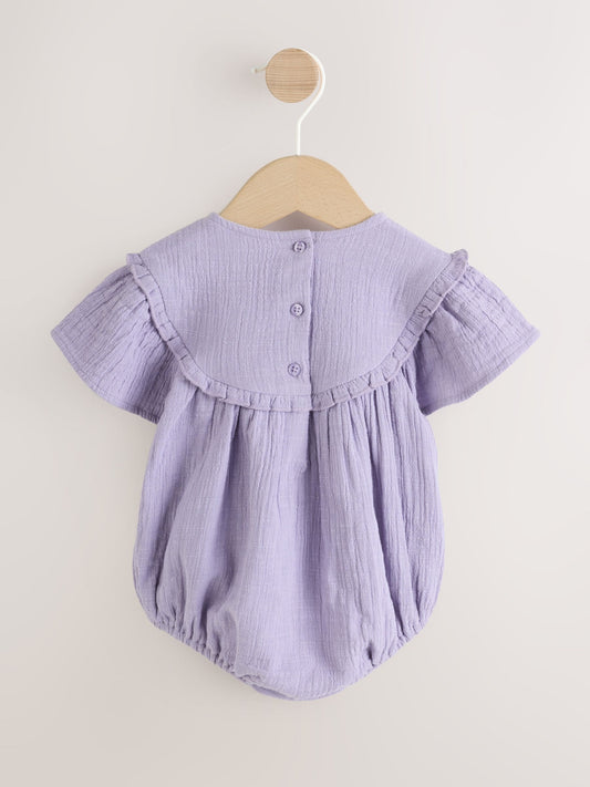 Purple Embroidered Baby Bloomer Romper (0mths-2yrs) image 3