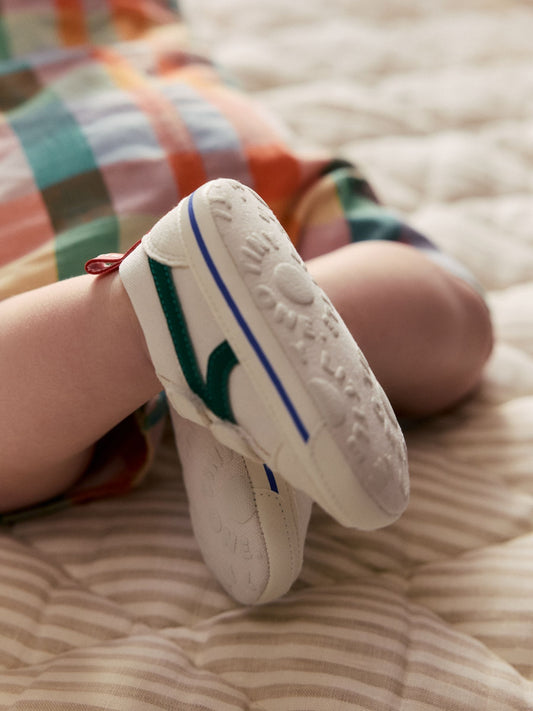 White/Green Touch Fastening Baby Trainers (0-2mths) image 2