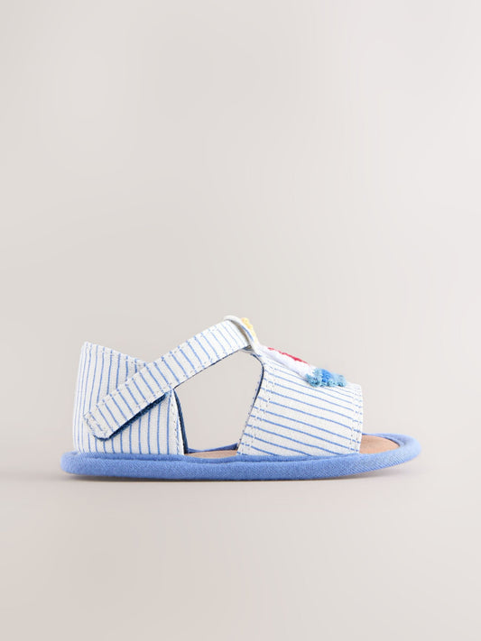 Navy Nautical Touch Fastening Baby Sandals (0-2mths) image 2