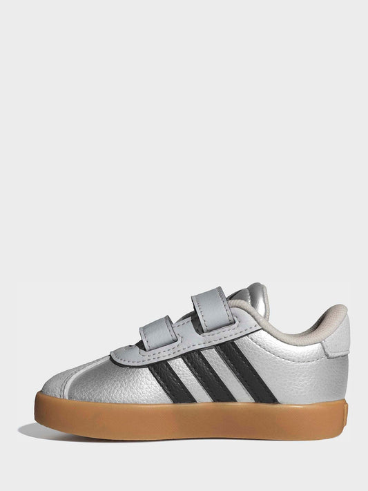 adidas Grey VL Court 3.0 Hook and Loop Infant Trainers image 2