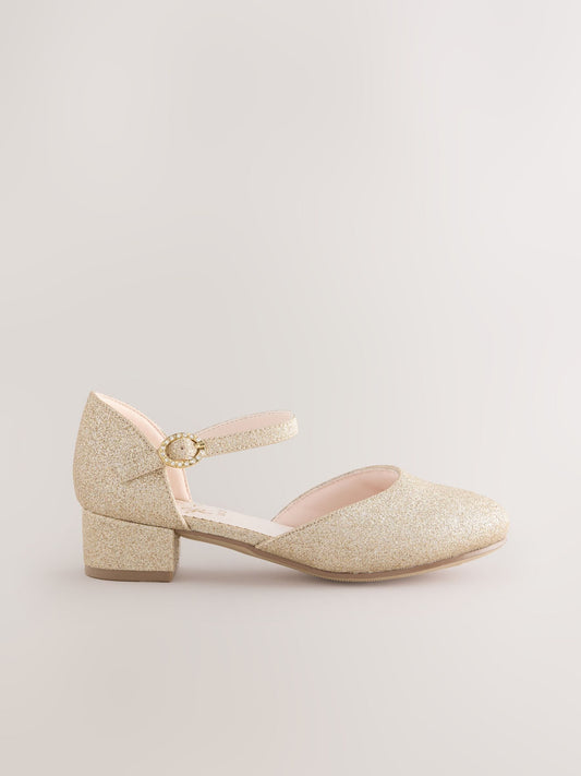 Dsiney Kidz - Gold Glitter Standard Fit (F) Two Part Heeled Shoes image 2