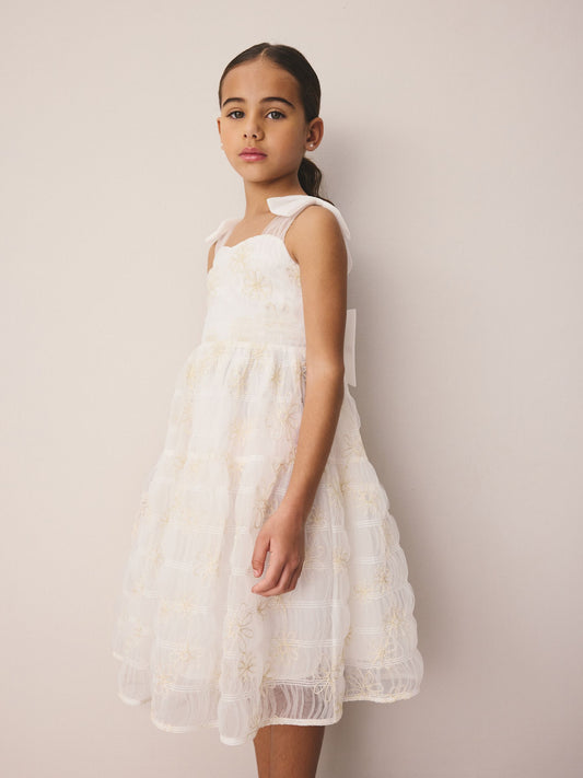 Dsiney Kidz - Laura Ashley Ivory Embroidered Mesh Bow Dress image 2