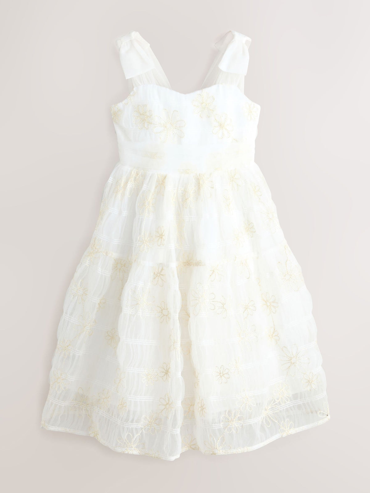 Dsiney Kidz - Laura Ashley Ivory Embroidered Mesh Bow Dress image 8