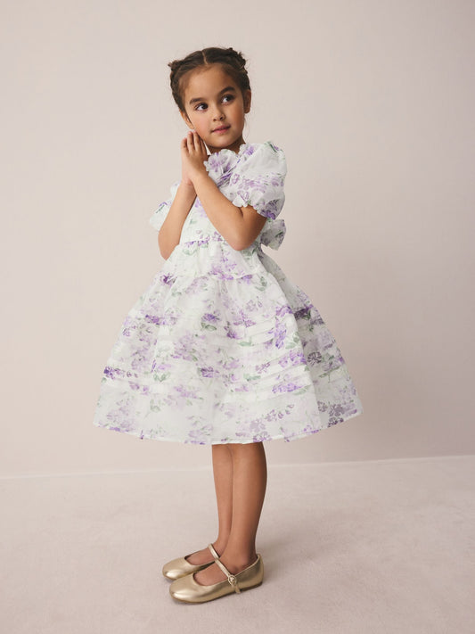 Dsiney Kidz - Laura Ashley Purple Polly Corsage Organza Pintuck Dress image 2