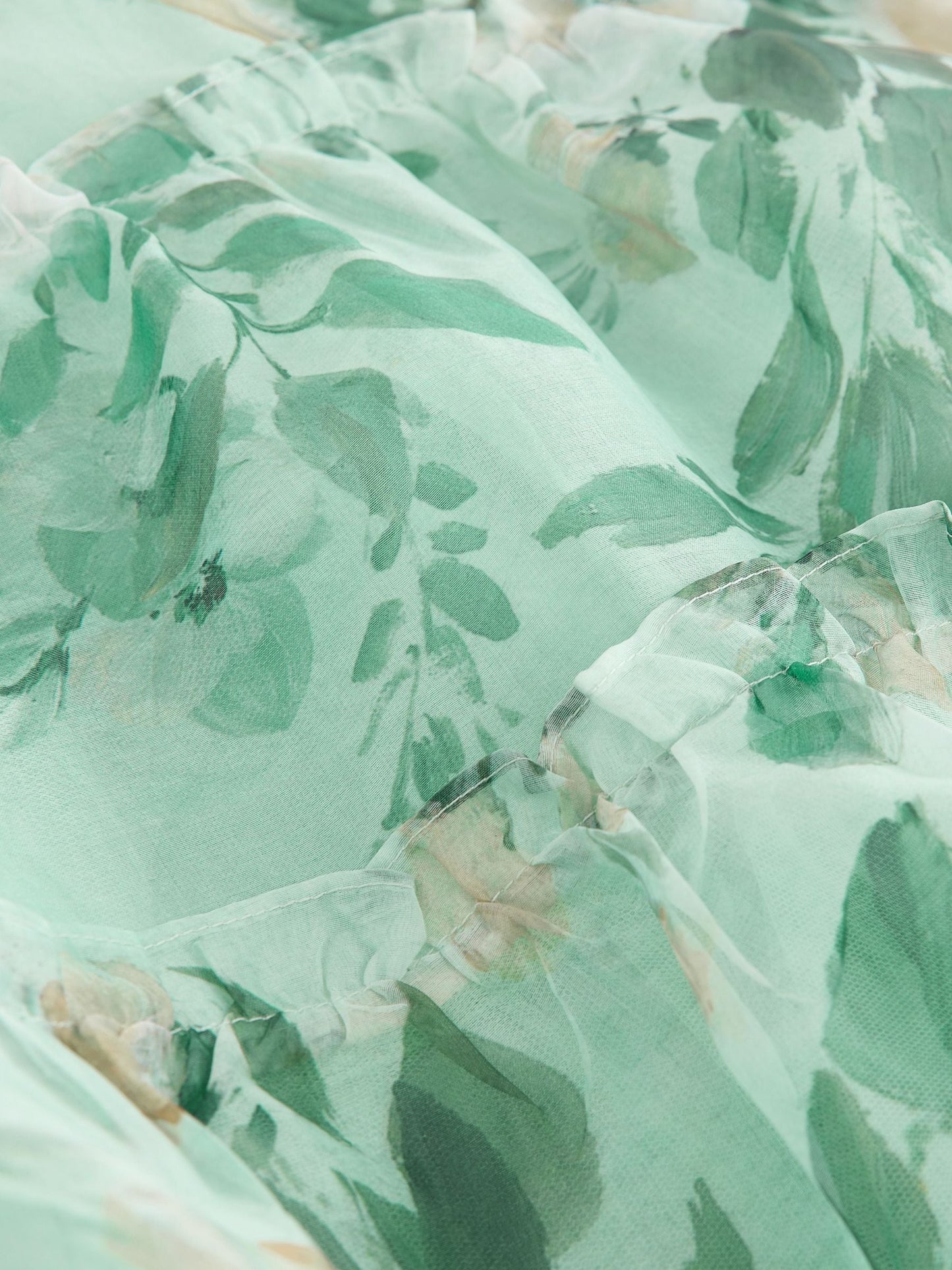 Laura Ashley Green Elowen Peony Frill Tiered Organza Dress image 11