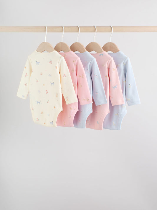 Dsiney Kidz - Multi Pastel Character 5 Pack Long Sleeve Baby Bodysuits image 2