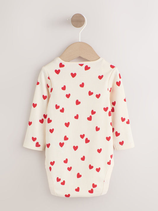 Red Heart Valentines Long Sleeve Baby Bodysuit image 3