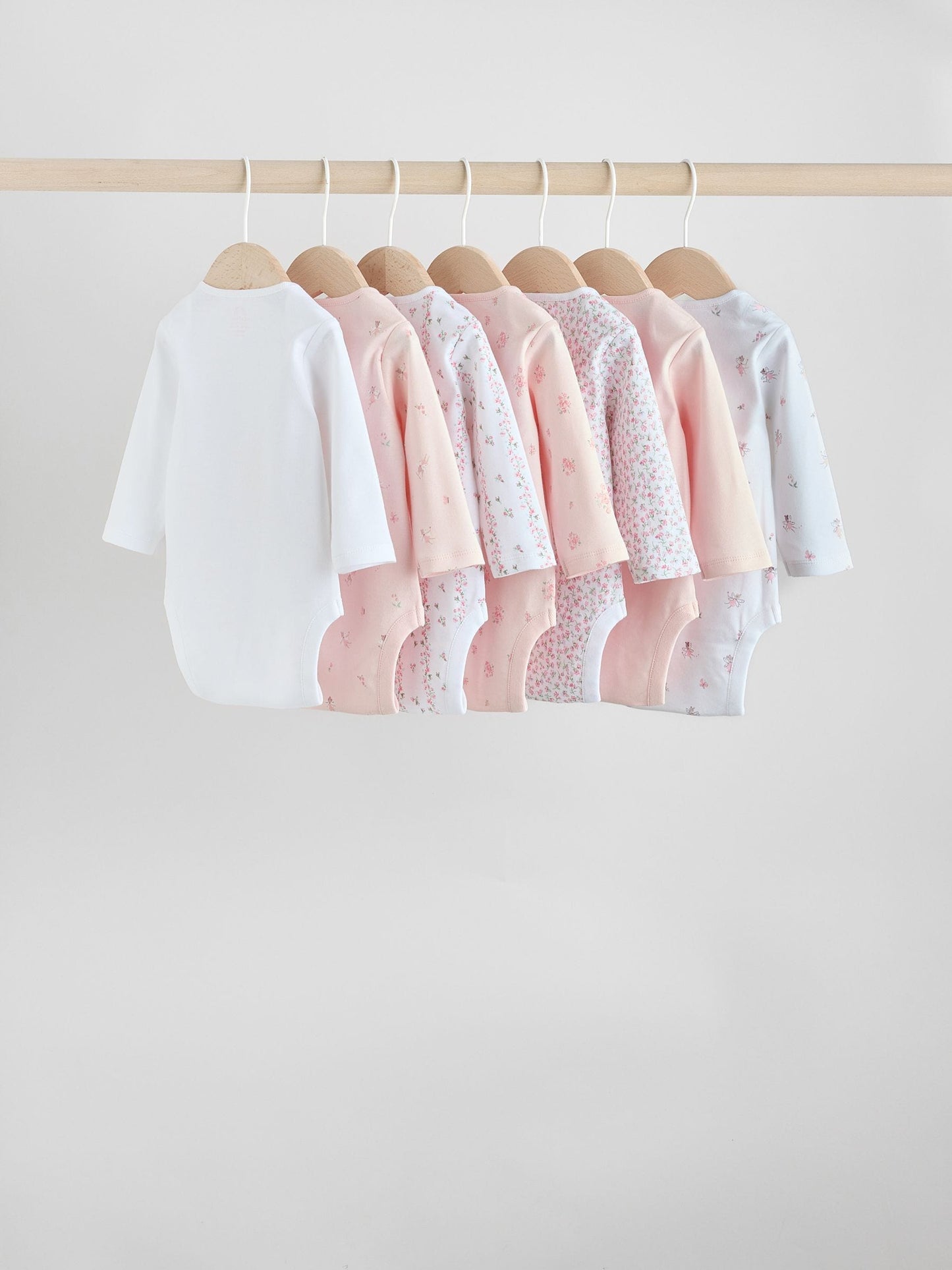 Pink 7 Pack Long Sleeve Baby Bodysuit image 10