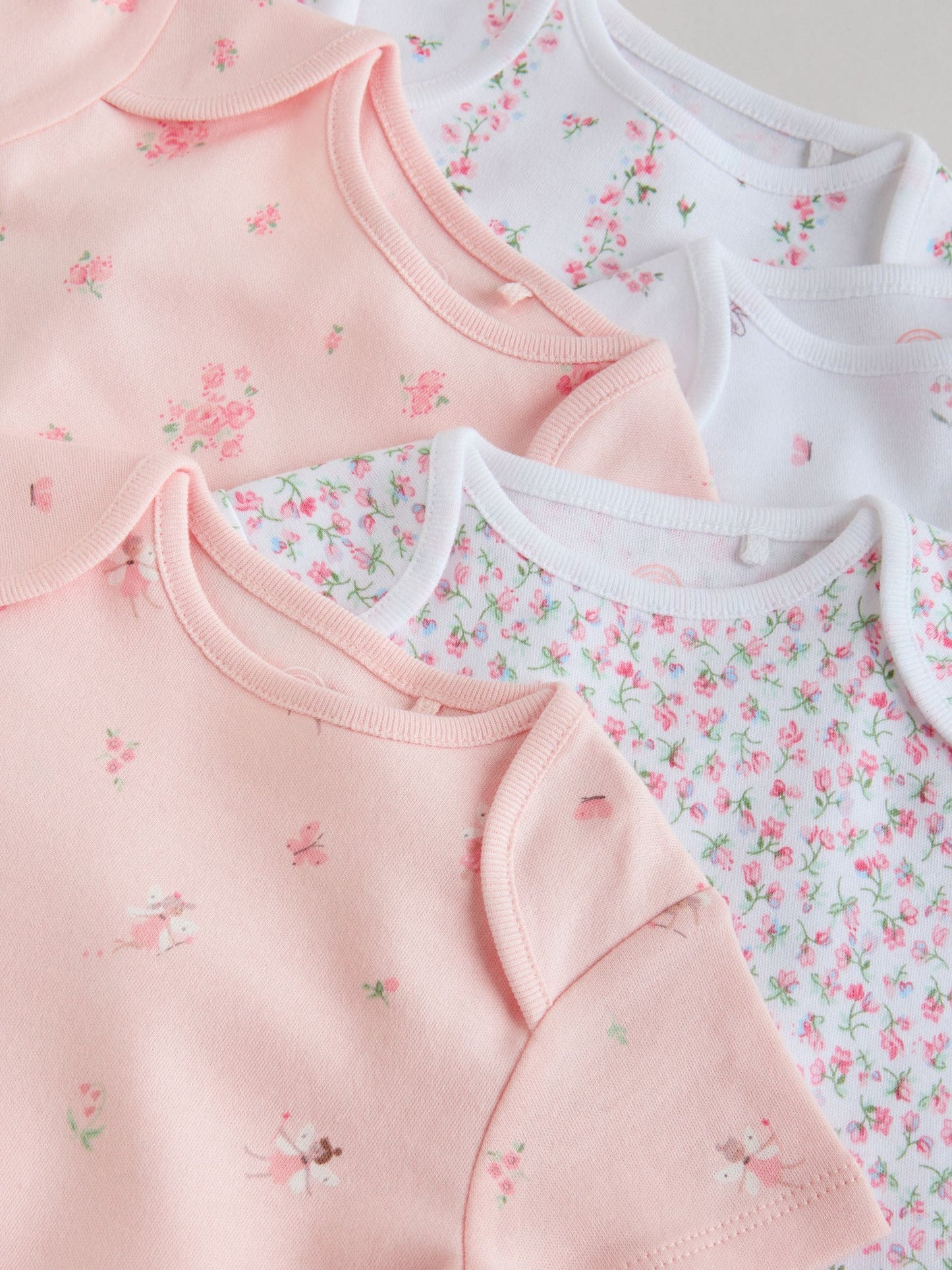 Pink 5 Pack Short Sleeve Baby Bodysuit image 10