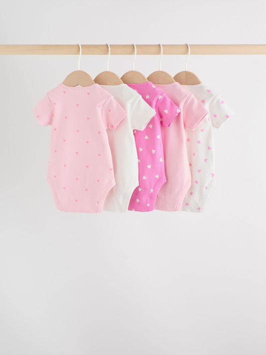 Dsiney Kidz - Pink Short Sleeve Baby Bodysuits 5 Pack image 2