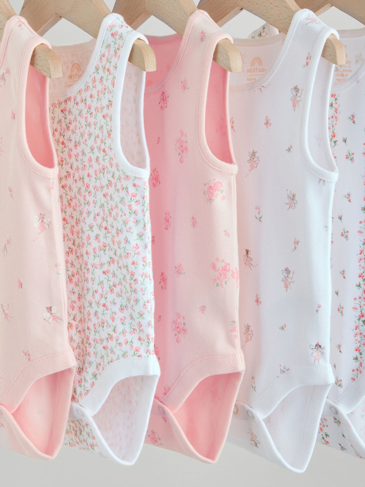 Dsiney Kidz - White/Pink 5 Pack Vest Baby Bodysuits image 10