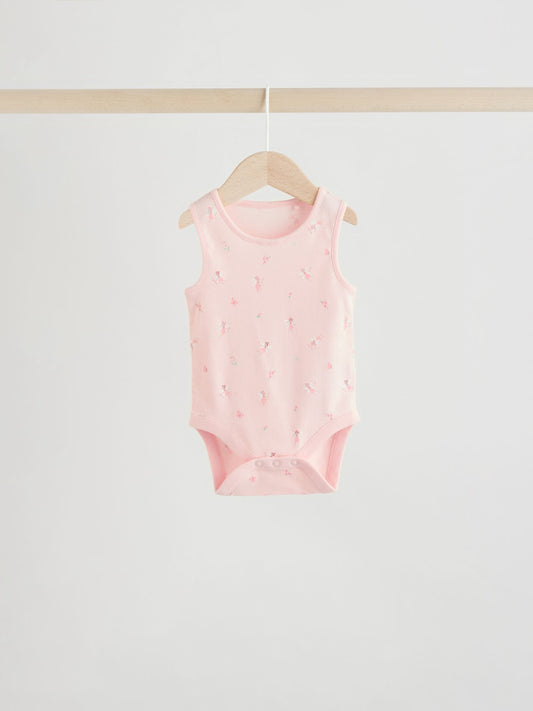 Dsiney Kidz - White/Pink 5 Pack Vest Baby Bodysuits image 2