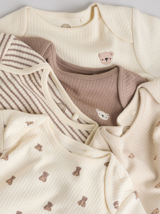 Brown Bear Short Sleeve Baby Bodysuits 5 Pack image 3