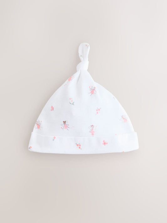 Pink/White Tie Top Baby Beanies 3 Pack (0-12mths) image 2