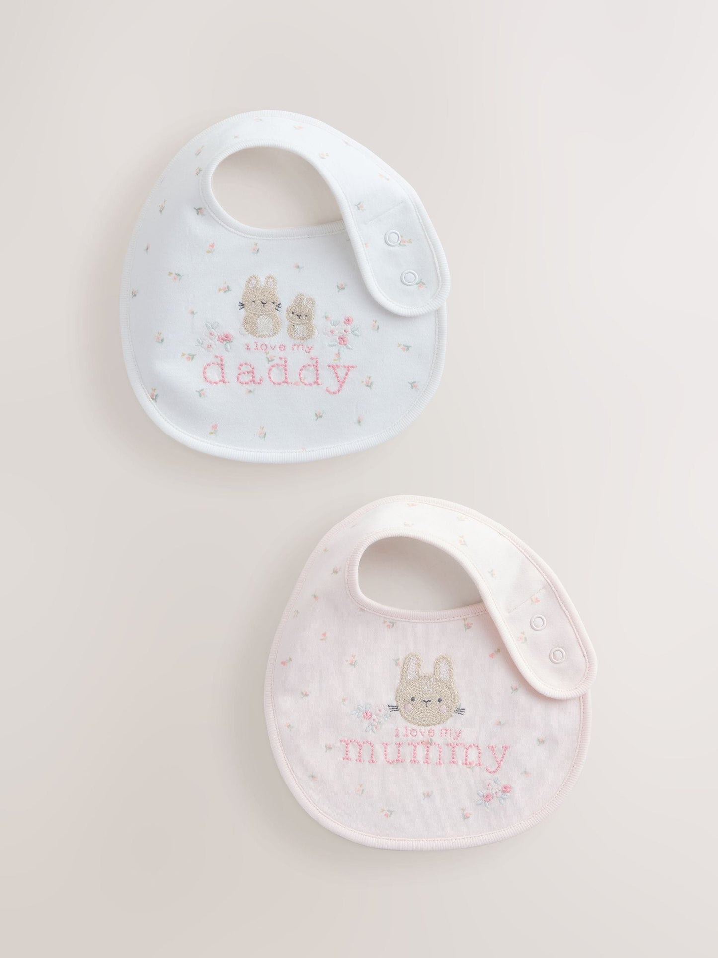 Pink Mummy/Daddy Family Baby Bibs 2 Pack image 1