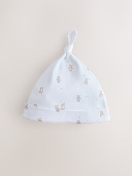 Blue Tie Top Baby Hats 3 Pack (0-12mths) image 2