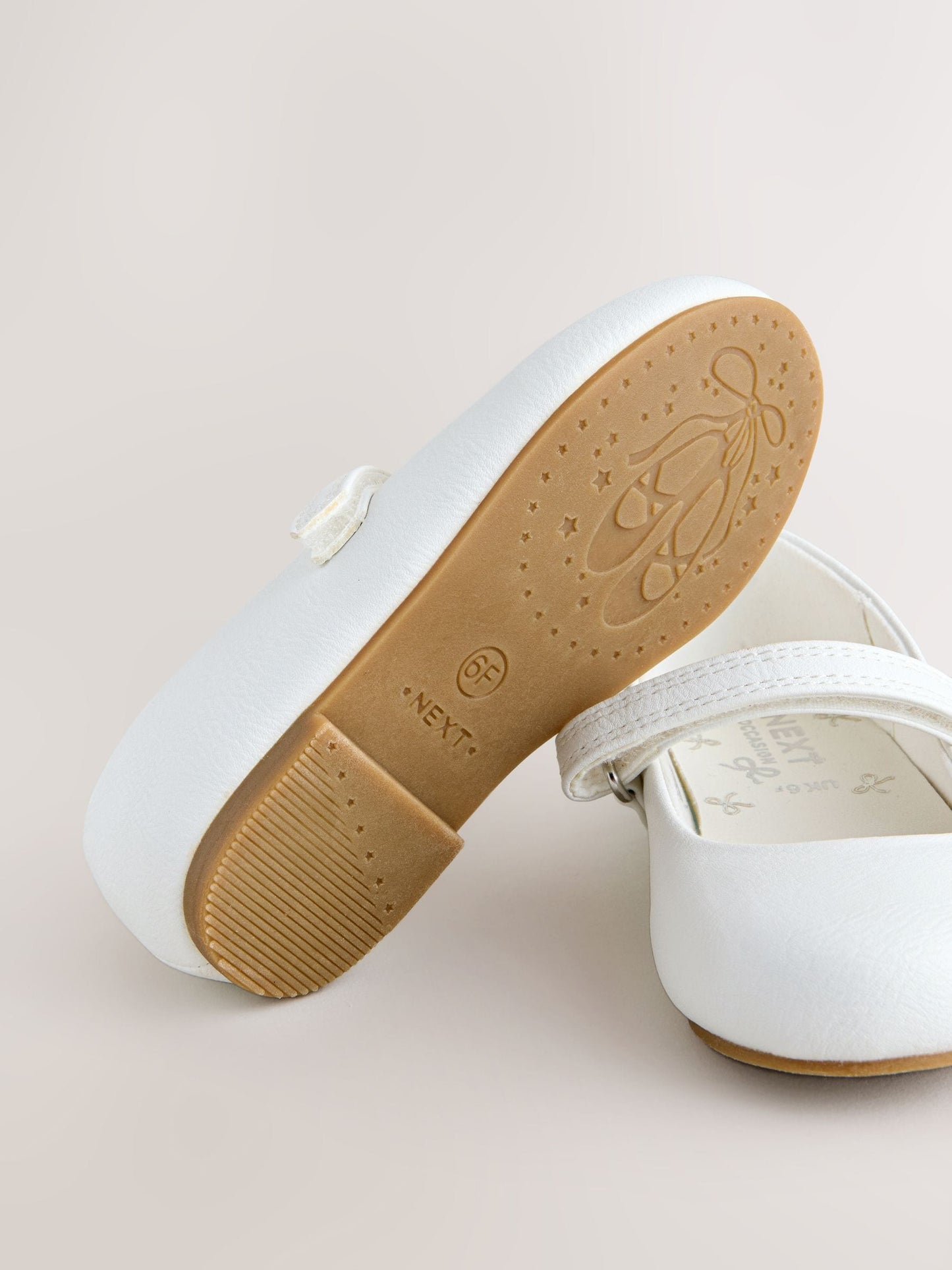 White Wide Fit (G) Mary Jane Touch Fastening Occasion Shoes image 6