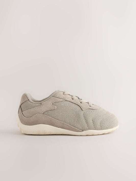 Neutral Suede Elastic Lace Trainers image 2