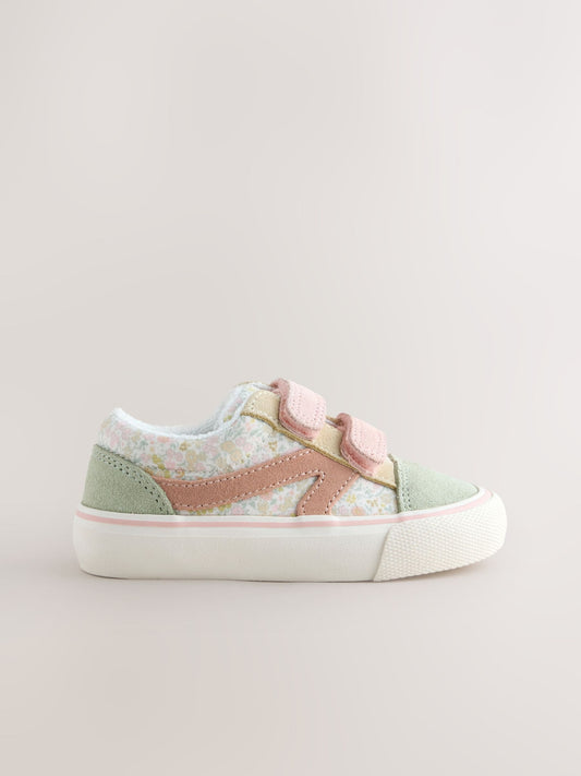 Sage Green Floral Standard Fit (F) Touch Fastening Trainers image 2
