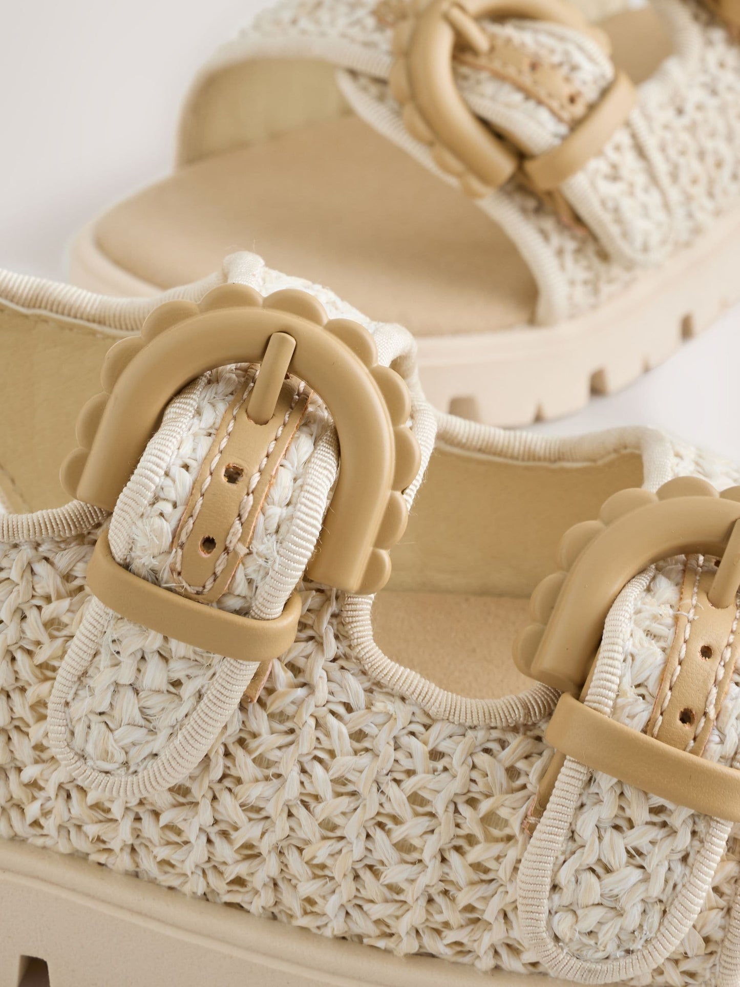 Neutral Raffia Standard Fit (F) Touch and Close Corkbed Sandals image 5