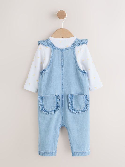 Dsiney Kidz - Denim Dungarees and Long Sleeve Bodysuit Set 2 Piece (0mths-3yrs) image 2