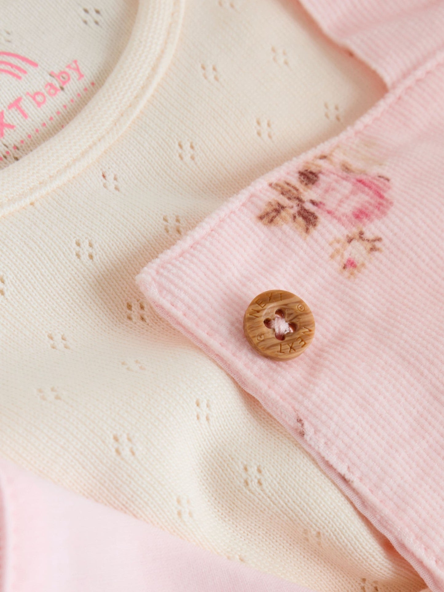 Light Pink Ditsy Baby Print Long Sleeve Bodysuit and Cord Dungarees Set 2 Piece (0mths-2yrs) image 8