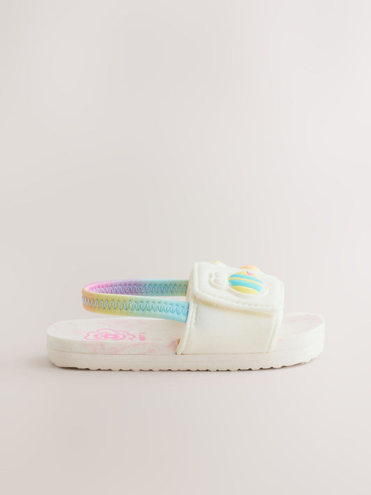 White/Pink Elastic Back Sliders image 2