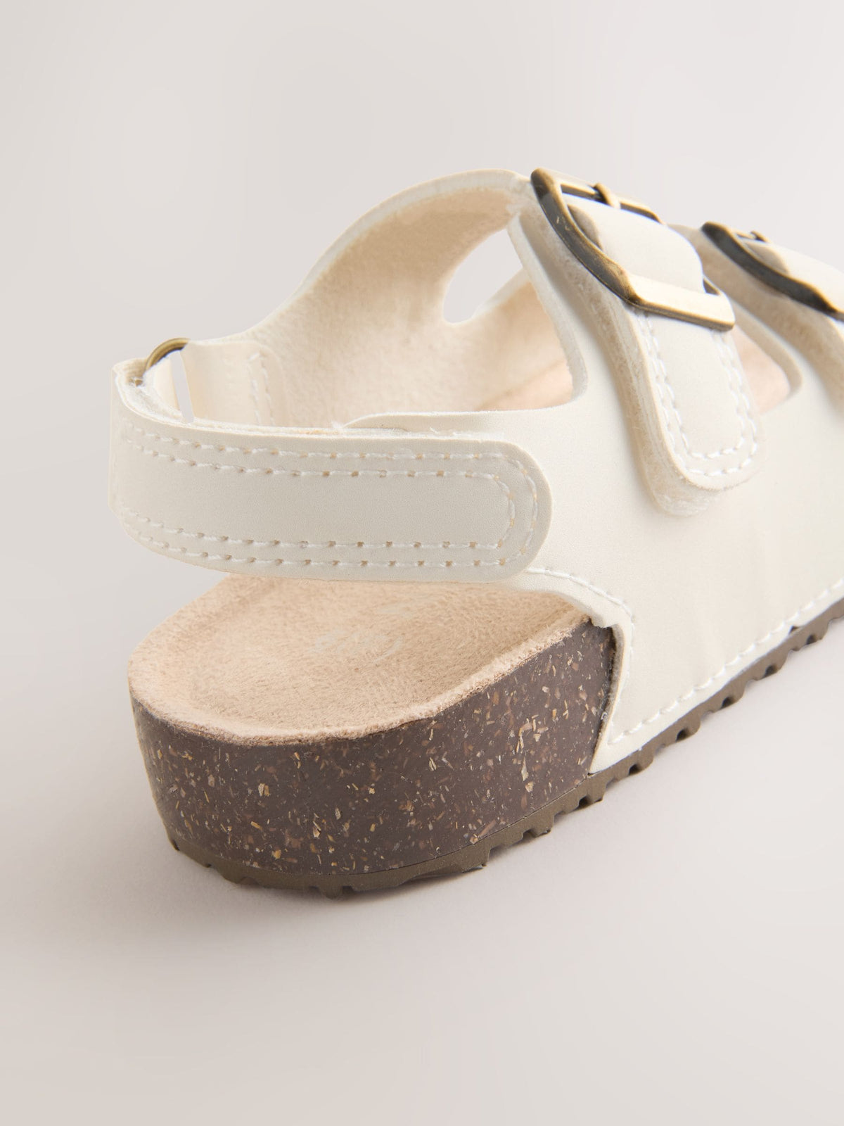 White Standard Fit (F) Double Buckle Cushioned Footbed Sandals image 5