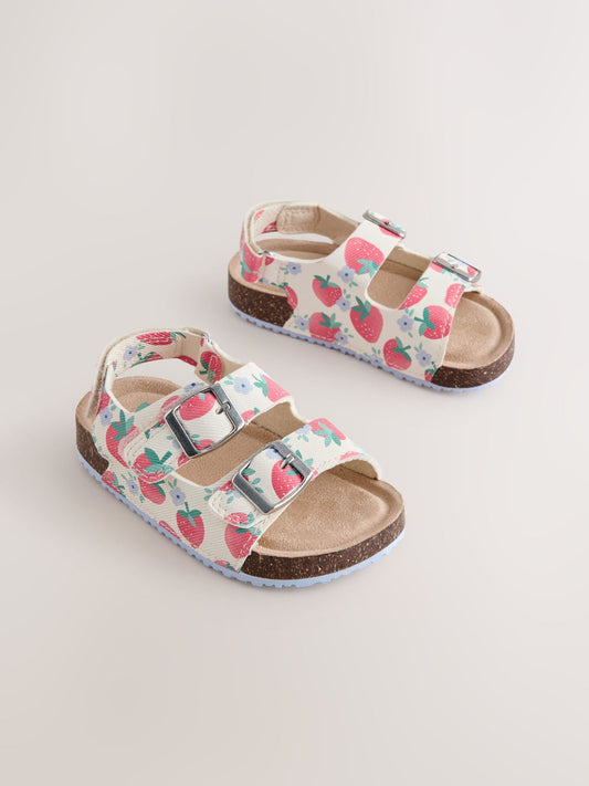Red/White Strawberry Standard Fit (F) Double Buckle Cushioned Footbed Sandals image 2
