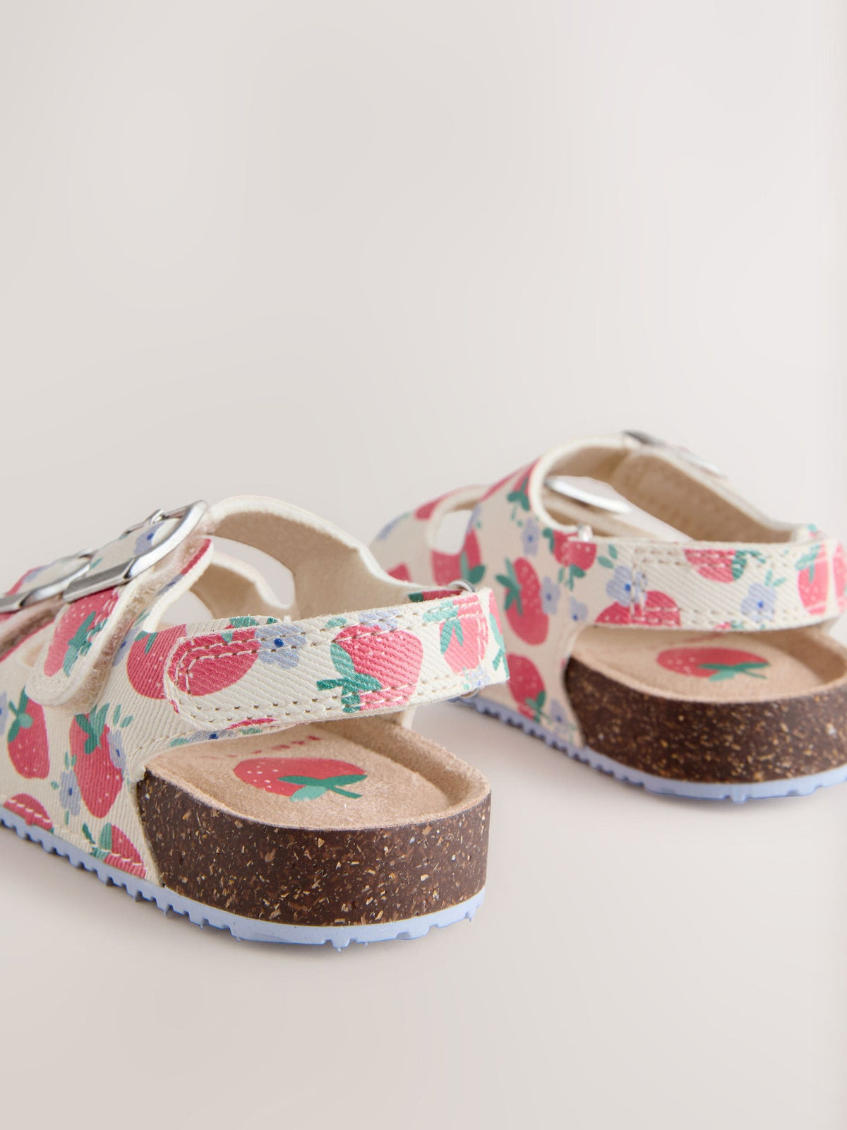 Red/White Strawberry Wide Fit (G) Double Buckle Cushioned Footbed Sandals image 3