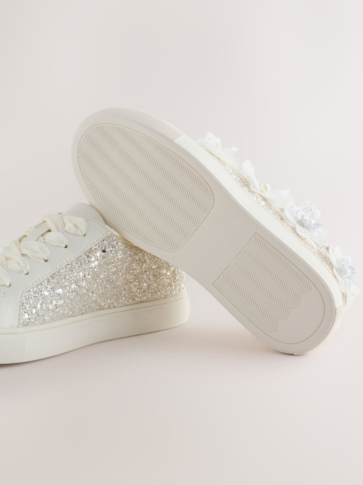 Silver Glitter Butterfly Occasion Lace Up Trainers image 5
