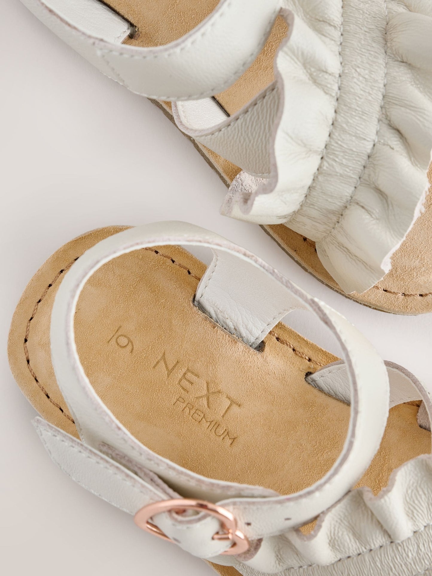 Cream Ruffle Buckle Fastening Sandals image 7