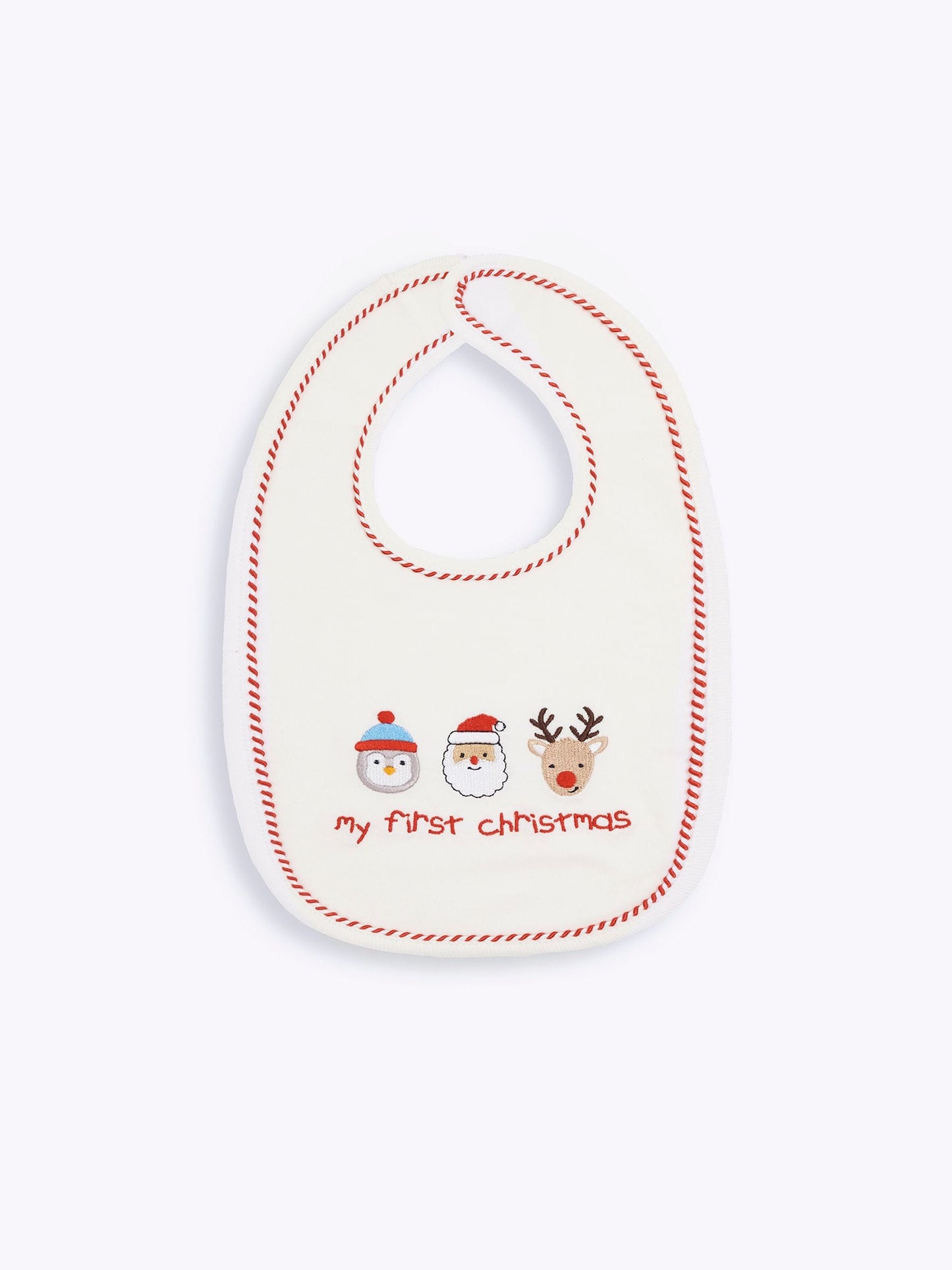 JoJo Maman Bébé Cream My First Christmas Bib image 1