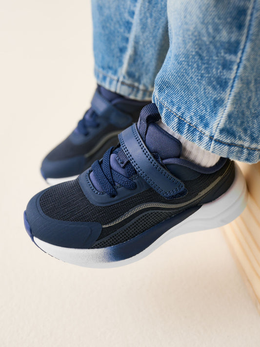 Navy Standard Fit (F) Touch Fastening Elastic Lace Trainers image 2