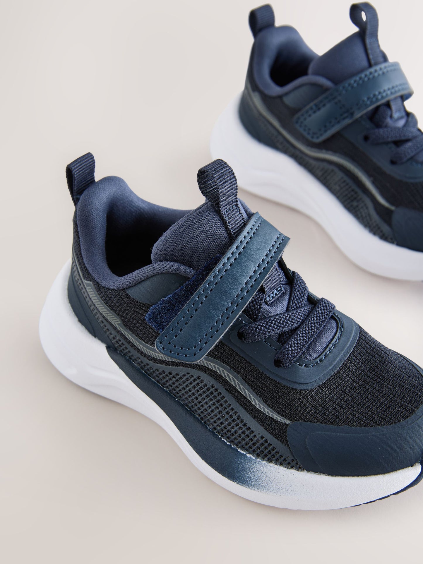Navy Standard Fit (F) Touch Fastening Elastic Lace Trainers image 9