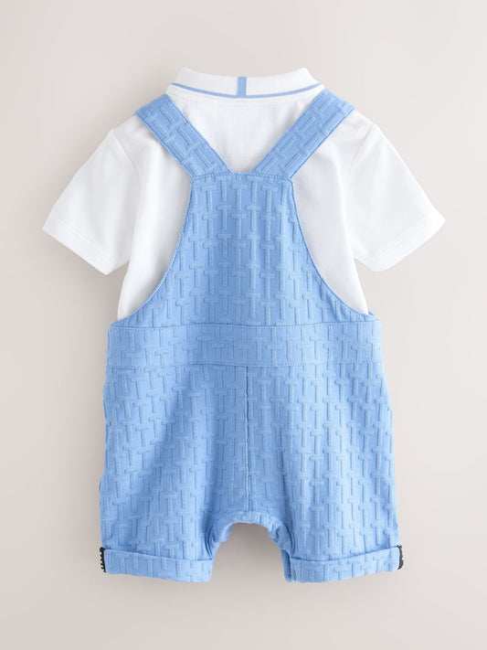 Baker by Ted Baker 'T' Texture Dungaree and Polo Shirt Set image 3