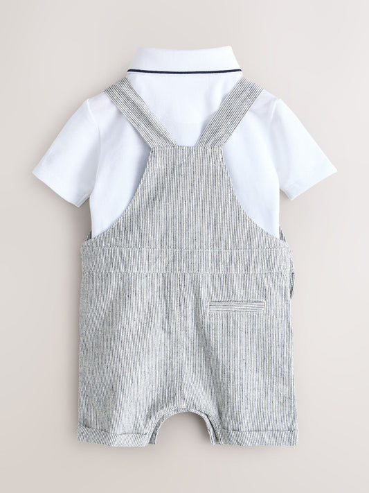 Baker by Ted Baker Stripe Dungaree and Polo Shirt Set image 3
