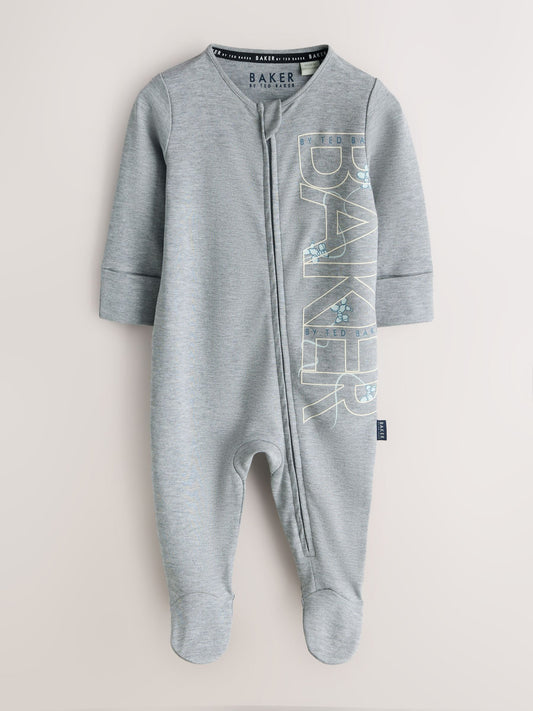 Baker by Ted Baker Blue/Grey Baker by Ted Baker 3 Pack Sleepsuits image 2